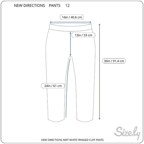 NEW DIRECTIONS FRINGED CUFF WHITE STRETCH FLAT FRONT STRAIGHT LEG PANTS NEW 12 - Picture 2 of 10